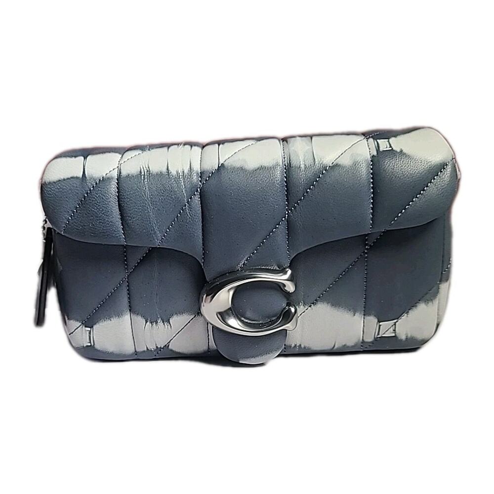 NWT Coach Leather Quilted Tabby Wristlet Chain Bag Tie Dye Silver Midnight Navy